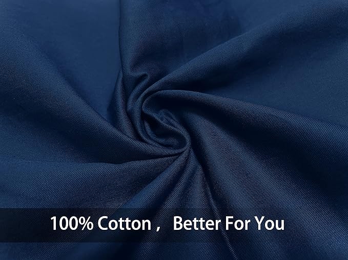 iMaylex Soft 100% Egyptian Cotton Zipper Pillow Case, Cozy and Lightweight Pillowcase, Set of 2, Navy Blue, King, 20" x 36"