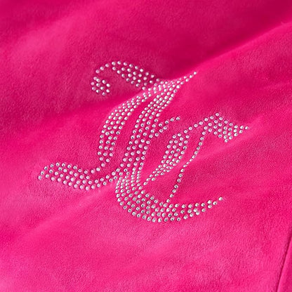 Juicy Couture Hot Pink Velour Twin/Twin XL Comforter Set - 2 Piece Luxury Bedding Ensemble