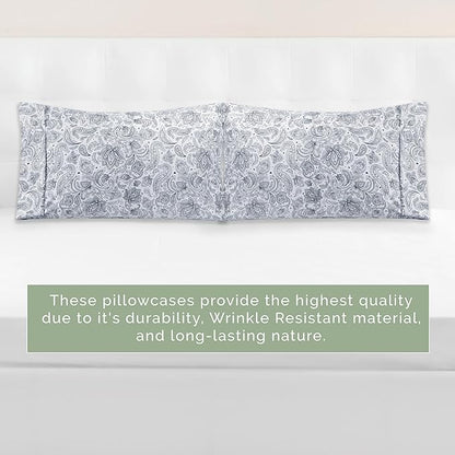 Elegant Comfort Ultra Soft Set of 2 Floral Print Pillowcases - 1500 Premium Hotel Quality Microfiber, Soft and Smooth Envelope Closure 2-Piece Pillow Covers - Standard/Queen, Paisley Navy
