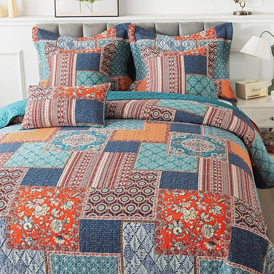 BEDIFANY Cotton Queen Size Quilt Sets, Soft Lightweight Bedspread Queen Size Soft Farmhouse Queen Queen Bedding Sets for Bed Decorations for All Seasons, 3 Pieces