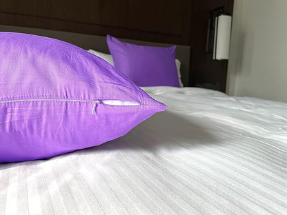 iMaylex Soft 100% Egyptian Cotton Zipper Closure Pillowcases, Cozy and Lightweight Pillow Case, Set of 2, Purple, Queen, 20" x 30"