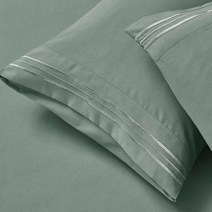 Clara Clark Twin Sheets - Hotel Luxury 5 Piece Bed Sheets for Twin Size Bed - Soft Bedding Sheets & Pillowcases, Fits Mattress up to 16 inch deep. Twin, New Sage Green