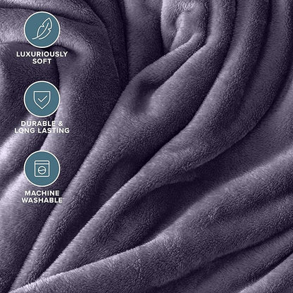 Bare Home Fleece Blanket - Twin/Twin Extra Long - Ultra-Soft Lightweight for Bed, Sofa, and Couch - Luxury Microplush - Cozy Warm Blanket (Twin/Twin XL, Dusty Purple)