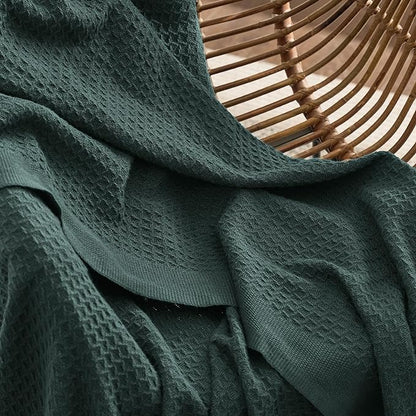 Bedsure Gentlesoft 100% Cotton Blanket King Size for Bed - Breathable and Soft for Spring Summer, Thick Cozy Waffle Weave Blanket Gifts for Women, Dark Green, 104x90 inches