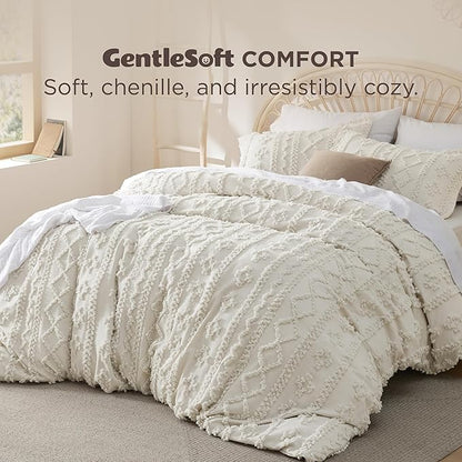 Bedsure Boho Duvet Cover Full Size, Soft & Comfortable Elegant Design Boho Bedding for Decoration, Machine Washable Comforter Cover for All Seasons,Includes 1 Duvet Cover & 2 Pillow Shams,Beige