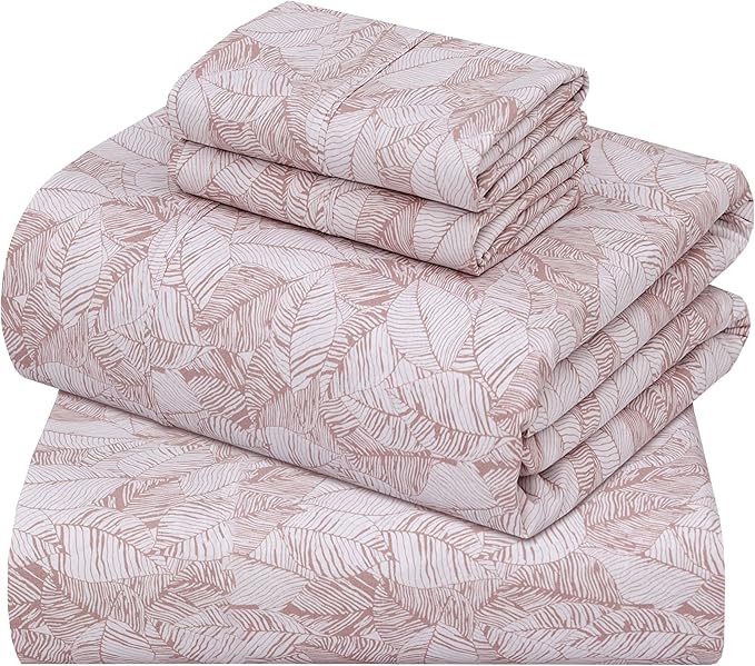 ZOYER 100% Cotton Sheets – California King Percale Bedding, Cooling & Breathable, Durable with a Crisp, Soft & Comfortable Feel, 14" Deep Pocket, 4-Piece Set, Negative Print