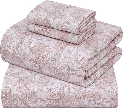 ZOYER 100% Cotton Sheets – California King Percale Bedding, Cooling & Breathable, Durable with a Crisp, Soft & Comfortable Feel, 14" Deep Pocket, 4-Piece Set, Negative Print