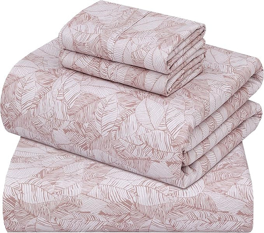 ZOYER 100% Cotton Sheets – California King Percale Bedding, Cooling & Breathable, Durable with a Crisp, Soft & Comfortable Feel, 14" Deep Pocket, 4-Piece Set, Negative Print