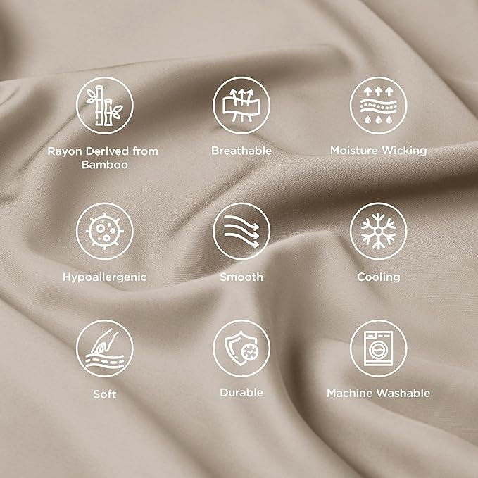 Bedsure King Size Pillow Cases Set of 2, Cooling Pillow Cases King, PureWoven 100% Rayon Derived from Bamboo Simply Pillowcases, Breathable Bedding Pillow Covers with Envelope Closure, 20x36 Inches