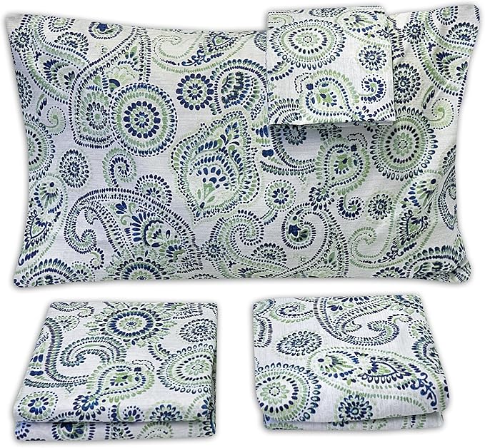 1500 Supreme Collection Extra Soft Modern Paisley Pattern Sheet Set, King - Luxury Bed Sheets Set with Deep Pocket Wrinkle Free Bedding, Trending Printed Pattern, King Size