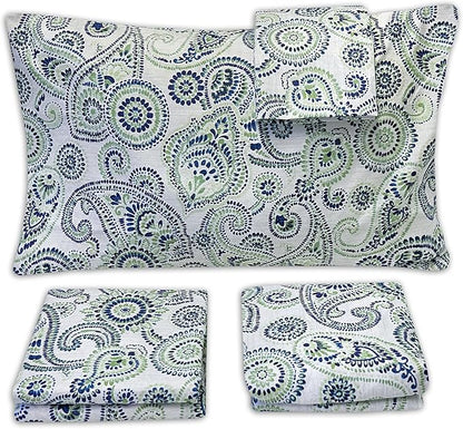 1500 Supreme Collection Extra Soft Modern Paisley Pattern Sheet Set, King - Luxury Bed Sheets Set with Deep Pocket Wrinkle Free Bedding, Trending Printed Pattern, King Size