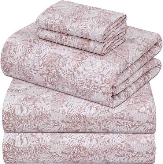 ZOYER 100% Cotton Sheets – Split King Size Percale Bedding, Cooling & Breathable, Durable with a Crisp, Soft & Comfortable Feel, 16" Deep Pocket, 5-Piece Set, Negative Print