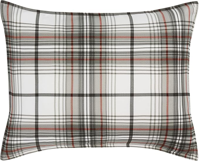 Eddie Bauer - Twin Comforter Set, Reversible Bedding with Matching Sham, Medium-Weight for Year Round Use, Dorm Essentials (Alder Grey/Red)