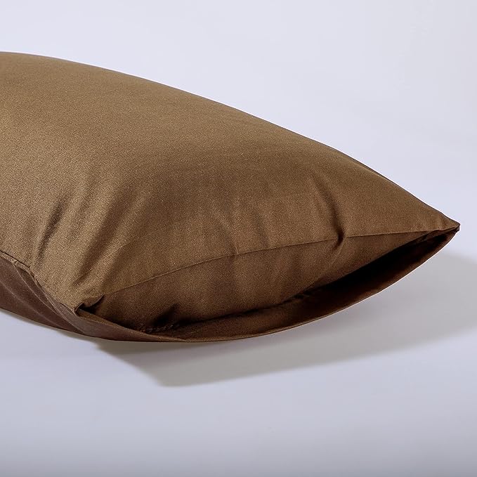 Evolive Ultra Soft Brushed Microfiber Standard Size 20"x30" Pillowcases Pair Set of 2 with Envelope Closure (20"x30" Standard, Coffee)