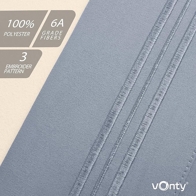 Vonty 2 Pack King Pillow Cases - 20x40 Inch, 1800 Thread Count Microfiber Pillowcases King Size Grey Pillow Cases Luxury & Soft Embroidered Bed Pillow Covers with Envelope Closure