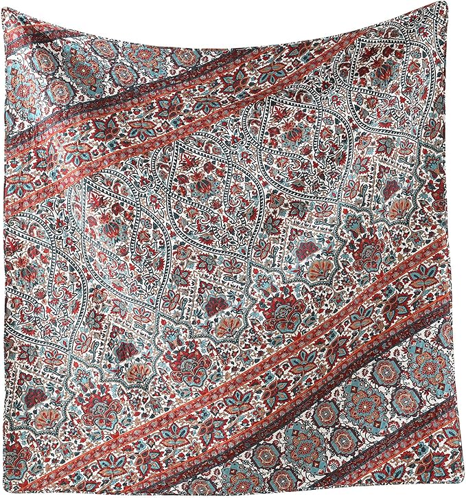 Horimote Home Boho Quilt King Size, Reversible Bohemian Style Twill Strip Floral Quilt Beddding Set, Colorful and Soft Bedspread Oversized King Quilt Coverlet for All Season, 2 Pillow Shams (3 Pieces)