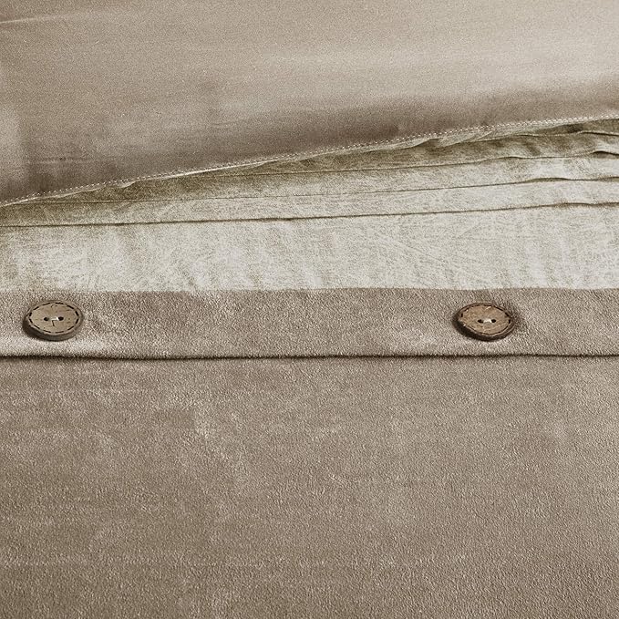 Madison Park Boone Cozy Comforter Set, Faux Suede, Deluxe Hotel Styling All Season Down Alternative Bedding Matching Shams, Decorative Pillow, California King (104 in x 92in), Rustic Tan 7 Piece