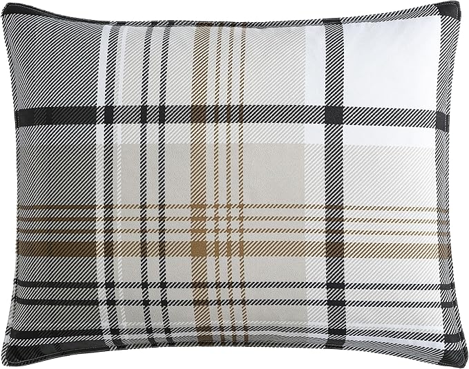 Eddie Bauer - Queen Comforter Set, Plaid Reversible Bedding, Stylish & Warm Home Decor (Normandy Grey, Queen)