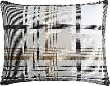 Eddie Bauer - Queen Comforter Set, Plaid Reversible Bedding, Stylish & Warm Home Decor (Normandy Grey, Queen)