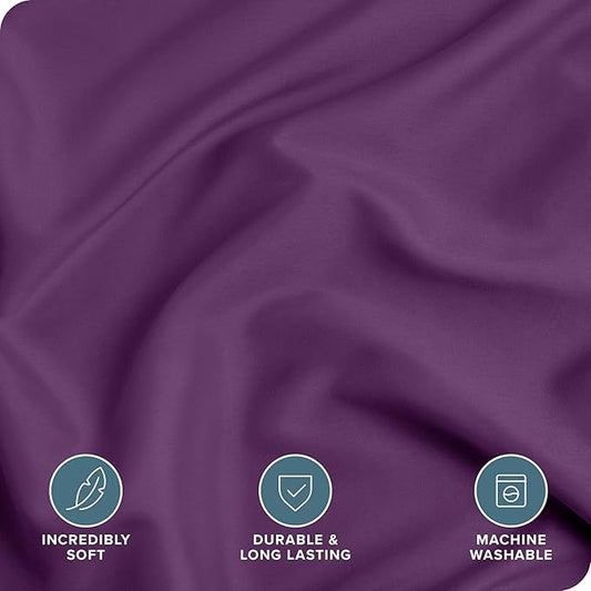 Bare Home Bedding Duvet Cover Queen Size - Premium 1800 Super Soft Collection - Lightweight, Cooling Duvet Cover - Soft Breathable Bedding (Queen, Plum)
