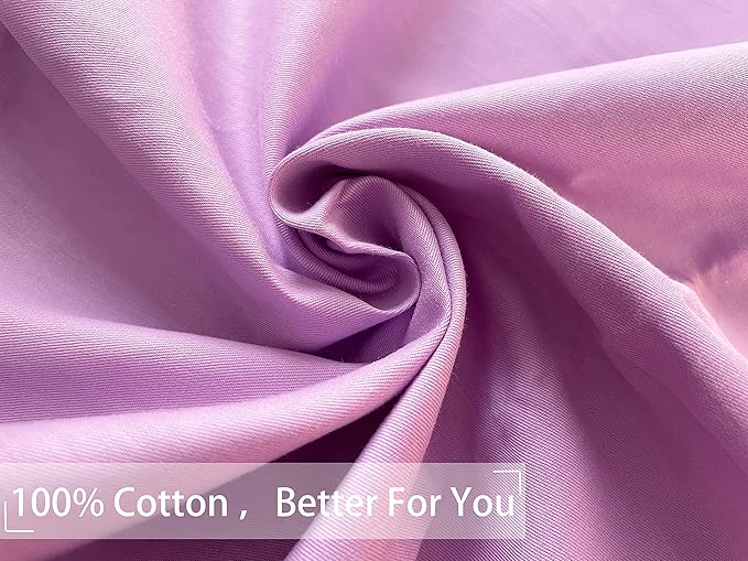 iMaylex Soft 100% Egyptian Cotton Zipper Closure Pillowcases, Cozy and Lightweight Pillow Case, Set of 2, Light Purple, Queen, 20" x 30"
