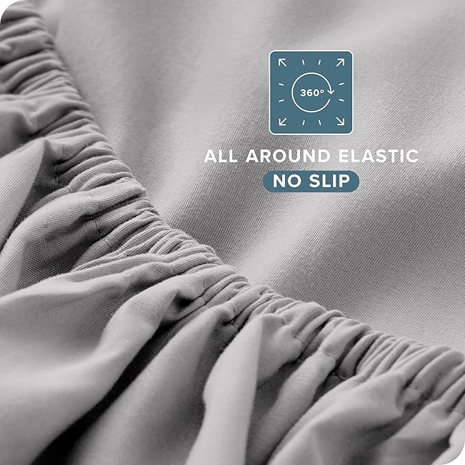 Bare Home Split King Sheet Set - 1800 Ultra-Soft Microfiber Bed Sheets - Double Brushed - Deep Pockets - Easy Fit - 5 Piece Set - Bedding Sheets & Pillowcases (Split King, Light Grey)