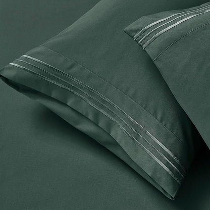 Clara Clark Twin Sheets - Hotel Luxury 5 Piece Bed Sheets for Twin Size Bed - Soft Bedding Sheets & Pillowcases, Fits Mattress up to 16 inch deep. Twin, Forest Green