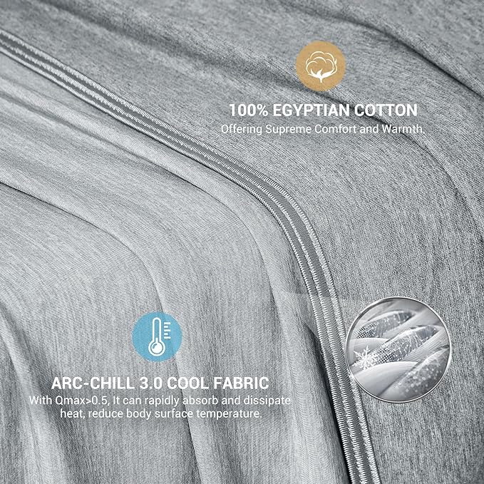 Elegear Revolutionary Cooling Blanket Twin, Absorbs Heat to Keep Body Cool for Night Sweats, Arc-Chill Cool 3.0 Fiber Q-Max>0.5 for Hot Sleepers, Lightweight Summer Cold Blankets for Sleeping, Grey