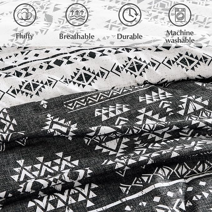Geniospin Full Comforter Set - 7 Pieces Bed in a Bag, Comfortable Western Bedding Sets for All Seasons, Lightweight Soft Boho Comforter Bed Set with Sheets, Pillowcases & Shams