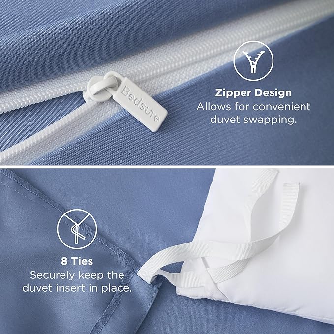 Bedsure Duvet Cover Full Size - Soft Double Brushed Bedding Set for Kids & Adults, Zipper Closure, 3 Pieces, Includes 1 Duvet Cover (80"x90") & 2 Pillow Shams, NO Comforter, Slate Blue