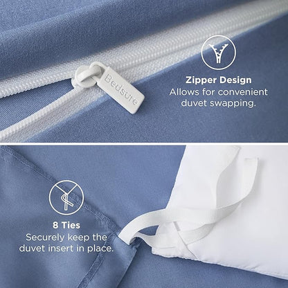 Bedsure Duvet Cover Full Size - Soft Double Brushed Bedding Set for Kids & Adults, Zipper Closure, 3 Pieces, Includes 1 Duvet Cover (80"x90") & 2 Pillow Shams, NO Comforter, Slate Blue