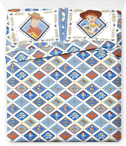 Jay Franco Kids Comforter Set Includes Sheets and Pillow Covers - Soft and Cozy Bed Set for Stylish Room Decor, Official Licensed Bedding, Blue - Toy Story, 7 Piece Full