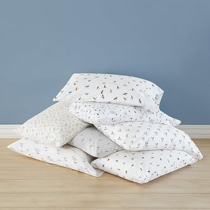 Eddie Bauer - Queen Sheets, Cotton Percale Bedding Set, Crisp & Cool Luxurious Bedding Set (Fishing Flies White, Queen)