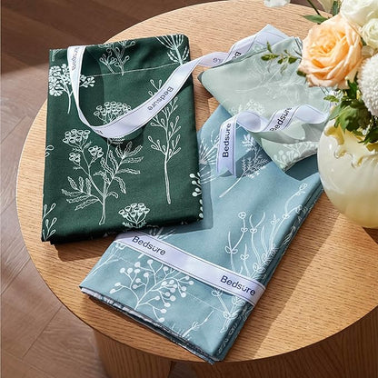 Bedsure Duvet Cover Queen Size - Reversible Mineral Blue Queen Duvet Cover Set with Zipper Closure, 3 Pieces Floral Patterned Bedding Set with 8 Corner Ties and 2 Pillow Shams