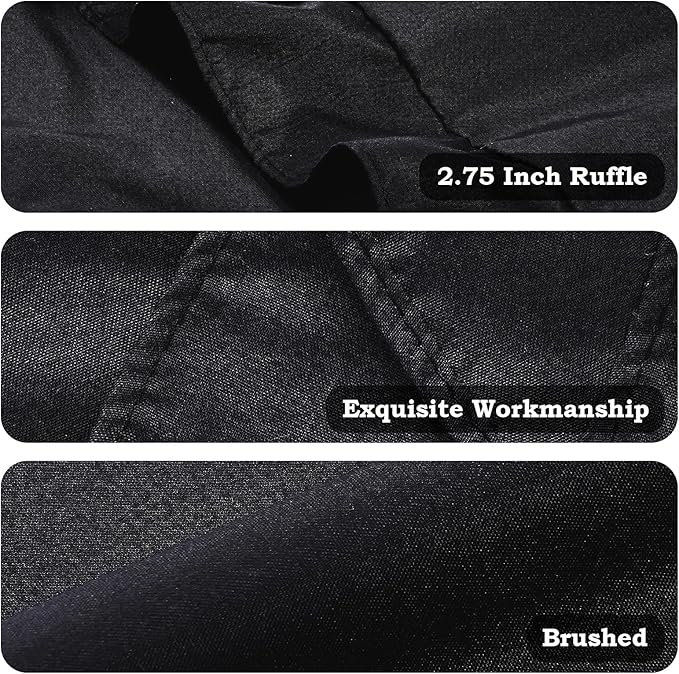 Ruffle Pillow Cases King Size Set of 2 – Soft Wrinkle Resistant Brushed Microfiber Ruffled Pillowcases –Envelope Pillow Shams Cover Festive Gift for Hotels, Guest Rooms 20x36 Inch (Black)