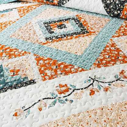 BEDIFANY Twin Size Bedspread Sets, Floral Cotton Lightweight Quilt Twin XL Size (68 x 86 inch) Garden Style Quilt Bedding Sets for All Seasons, 2 Pieces