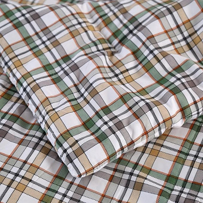 SDIII 3PCS Green Gingham Comforter Set Twin 100% Washed Microfiber Lightweight Green Gingham Bedding Twin Soft Farmhouse Shabby Chic Checkered