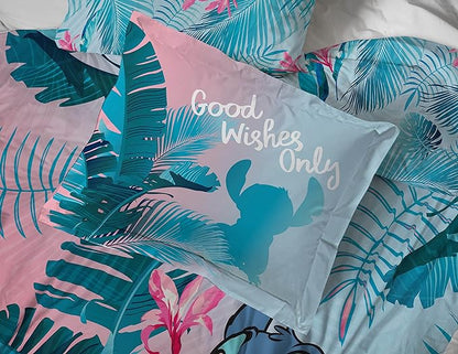 Jay Franco Disney Lilo & Stitch Floral Fun 7 Piece Full Bed Set - Includes Reversible Comforter & Sheet Set Bedding - Super Soft Fade Resistant Microfiber - (Official Disney Product)
