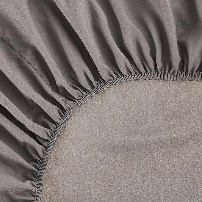 Elegant Comfort 1500 Premium Hotel Quality 1-Piece Fitted Sheet, Softest Quality Microfiber - Deep Pocket up to 16 inch, Wrinkle and Fade Resistant, Full, Gray