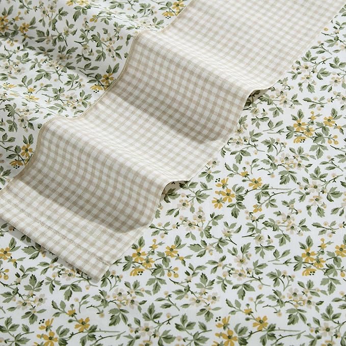 Laura Ashley - King Sheet Set, Breathable Percale Cotton Bedding with Deep Pockets, Chic Home Decor, Oeko-Tex Certified (Tierney Green, King)