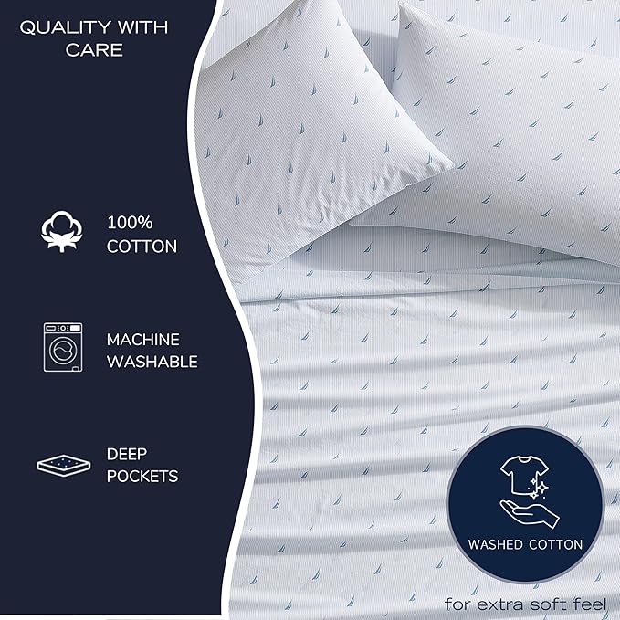 Nautica - Full Sheets, Cotton Percale Bedding Set, Casual Home Decor (Lobster Walk Red, Full)