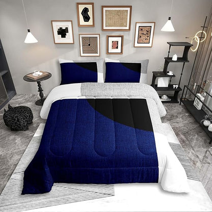 Erosebridal Watercolor Striped Comforter Set Twin Size,Modern Graffiti Geometric Abstract Bedding for Adults Teens,Bohemian Simple Patchwork Quilt, Stripes Bold Lines Duvet Insert