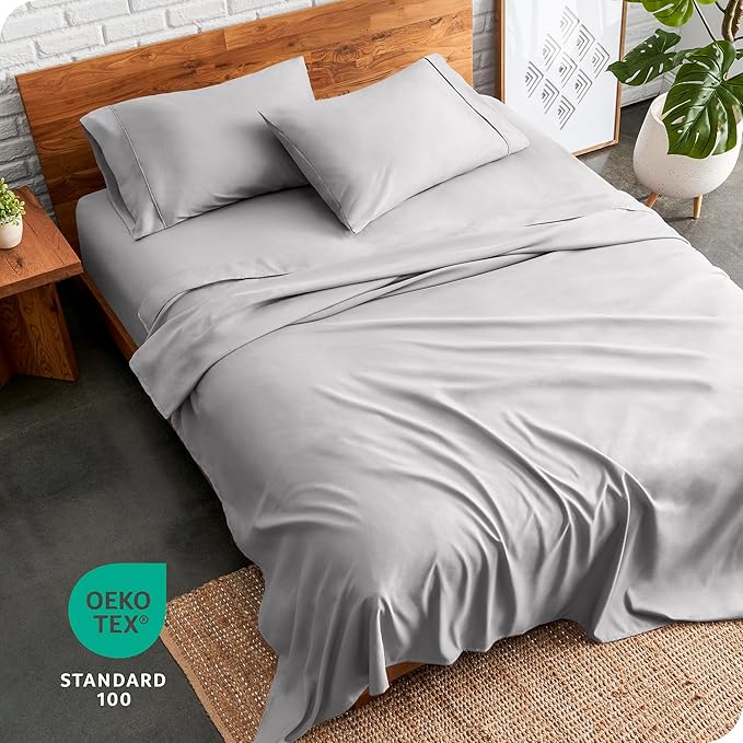 Bare Home King Sheet Set - 1800 Ultra-Soft Microfiber King Bed Sheets - Double Brushed - Deep Pockets - Easy Fit - 4 Piece Set - Bedding Sheets & Pillowcases (King, Light Grey)