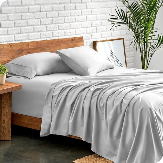 Bare Home Queen Sheet Set - 1800 Ultra-Soft Microfiber Queen Bed Sheets - Double Brushed - Deep Pockets - Easy Fit - 4 Piece Set - Bedding Sheets & Pillowcases (Queen, Cloud Grey)