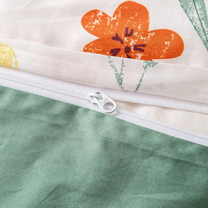 OAITE Duvet Cover Set Twin Size Floral Pattern Ultra Soft 100% Cotton Duvet Cover Sets 3-PC, Breathable Duvet Cover with Zipper Closure & Corner Ties(2 Pillow Shams,1 Duvet Cover)