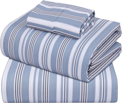 ZOYER 100% Cotton Sheets – Twin Size Percale Bedding, Cooling & Breathable, Durable with a Crisp, Soft & Comfortable Feel, 16" Deep Pocket, 3-Piece Set, Nautica Herringbone