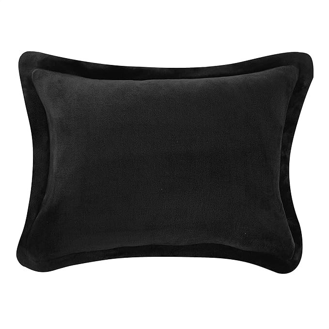 Amazon Basics 3-Piece Micromink Sherpa Down Alternative Comforter Bedding Set, Ultra-Soft, Warm All Season, Machine Washable, King, Black, Solid