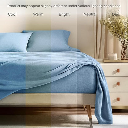 Bare Home Super Soft Fleece Sheet Set - Twin Size - Extra Plush Polar Fleece, No-Pilling Bed Sheets - All Season Cozy Warmth (Twin, Coronet Blue)