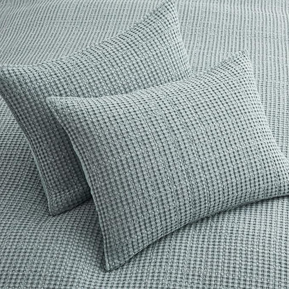 Levtex Home Mills Waffle Twin XL/Twin Quilt Set (68x86in) with 1 Pillow Sham (26x20in) - Chambray - Cotton Waffle Twin Size Quilt Bedding Set - Lightweight, Soft, Pre-Washed