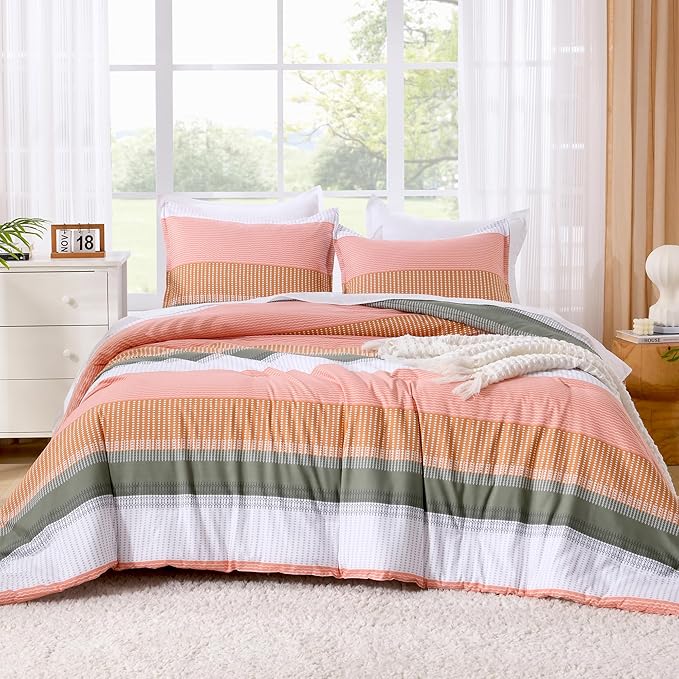 Litanika Full Comforter Set Vanilla - 3 Pieces Lightweight Fluffy Bedding Comforter Sets, All Season Down Alternative Comforter (1 Comforter, 2 Pillowcases)